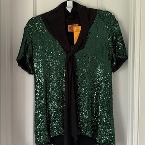 Tory Burch Short Sleeve Sequin Top